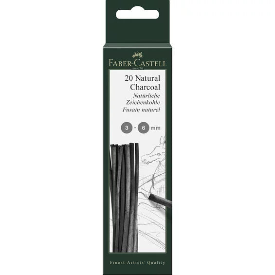 Faber-Castell Natural Charcoal – 20 stk., Ø 3-6 mm