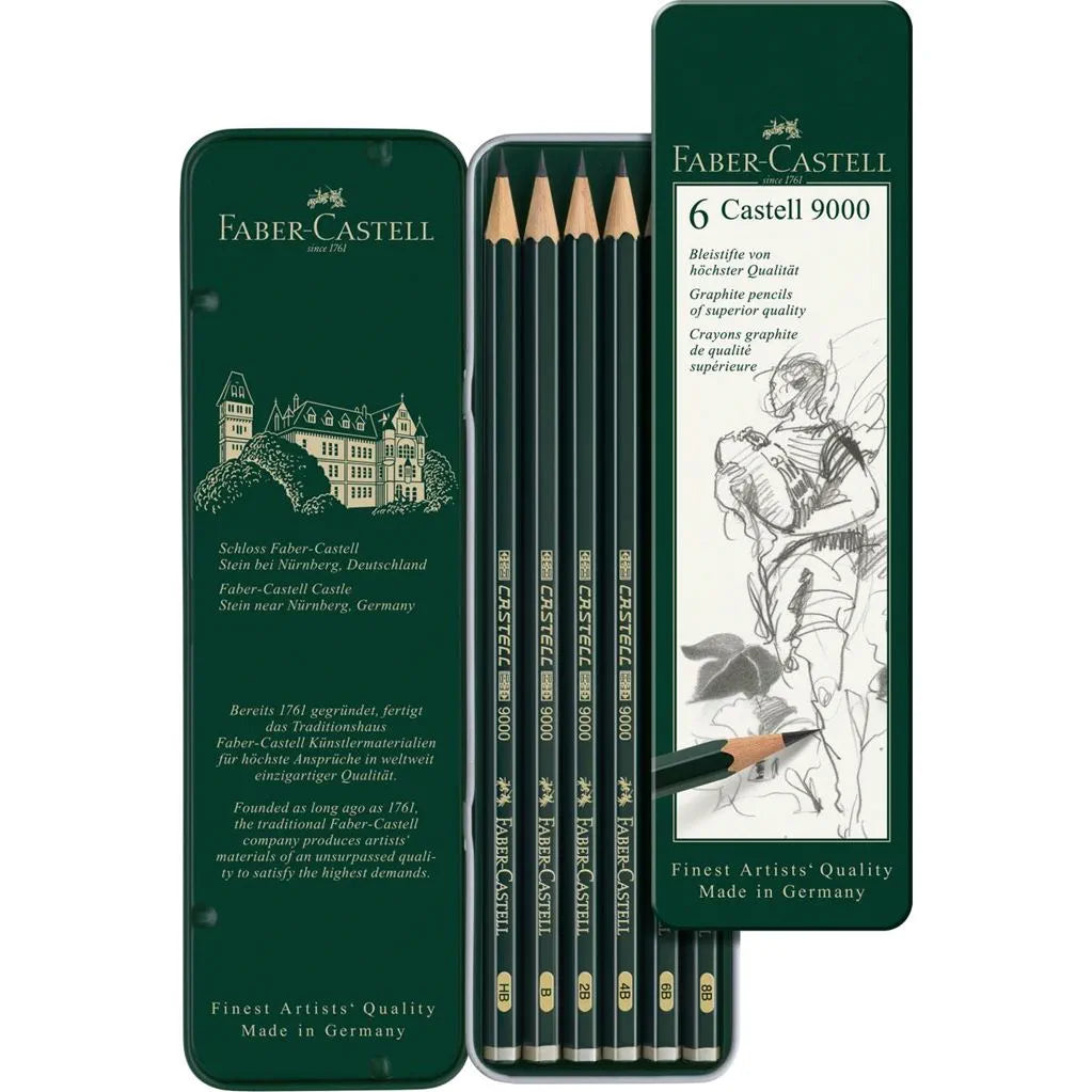 Faber-Castell Castell 9000 – Grafitblyanter, 6 stk.