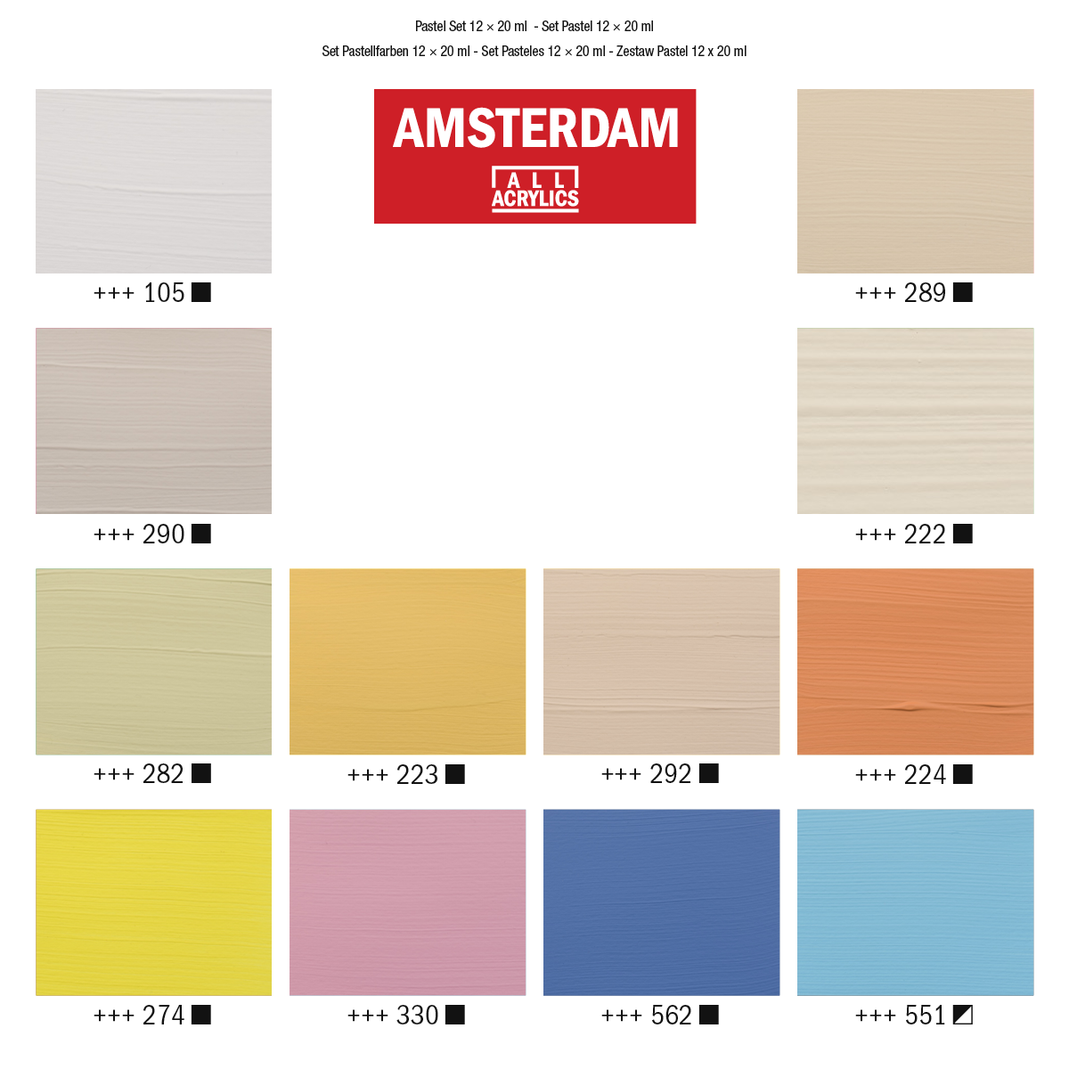 Amsterdam Standard Series Akrylmaling - Pastel, 12 x 20 ml