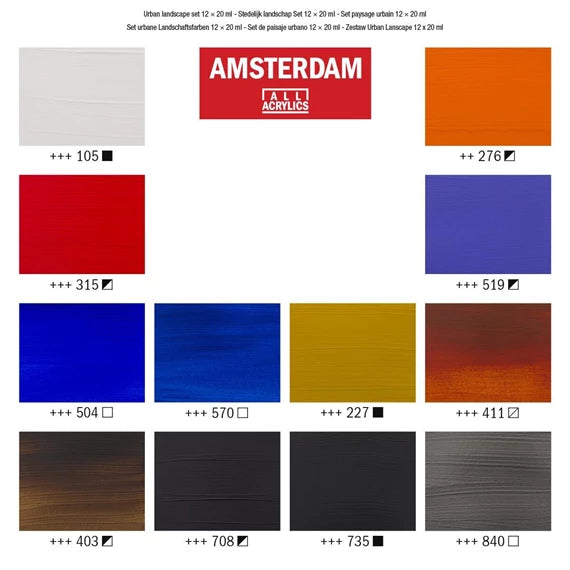 Amsterdam dream & create, 12 x 20 ml, akrylmaling, Urban landscape