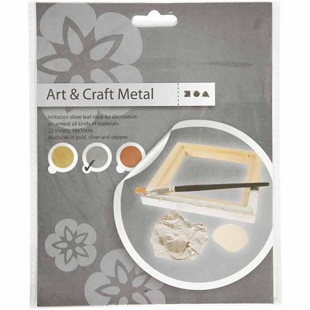 Slagmetal m/25 ark, 16x16 cm - Sølv