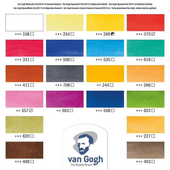 Van Gogh Akvarel sæt 20 stk, 10 ml tuber