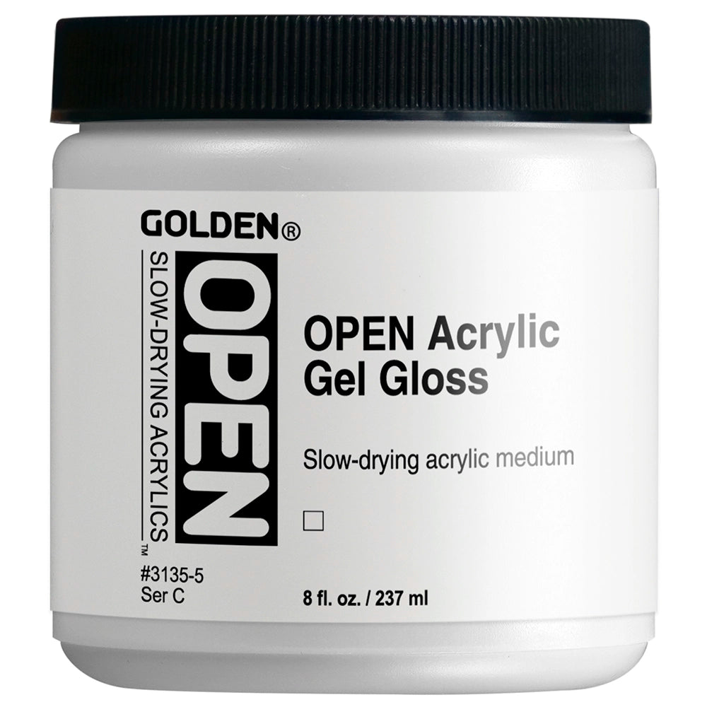 Golden OPEN Acrylic Gel Gloss, 237 ml, blankt og langsomtørrende gelmedium til akrylmaling.