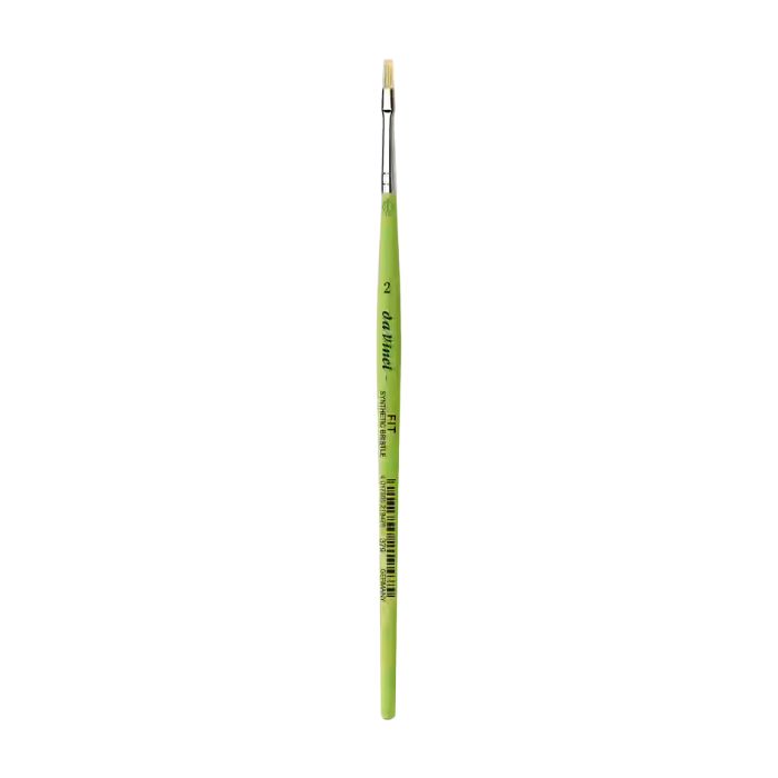 da Vinci FIT Synthetic Bristle flad pensel serie 379, størrelse 2, med smalt penselhoved, lyse syntetiske børster og grønt skaft.