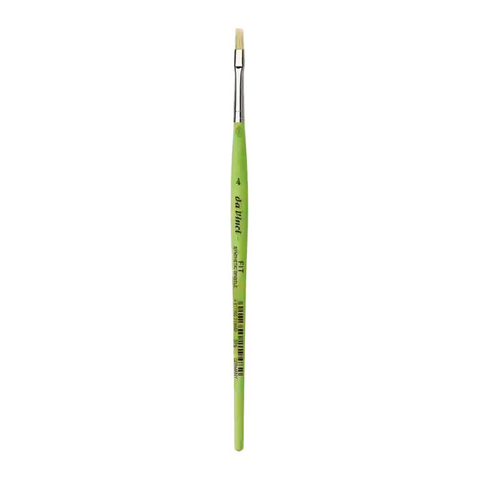 da Vinci FIT Synthetic Bristle flad pensel serie 379, størrelse 4, med faste syntetiske børster og kort grønt træskaft.