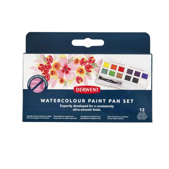 Derwent Watercolour Paint Pan Set - Akvarelsæt med 12 farver