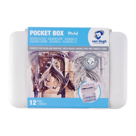 Van Gogh Pocket Box i doucede farver, 12 farver og 1 pensel