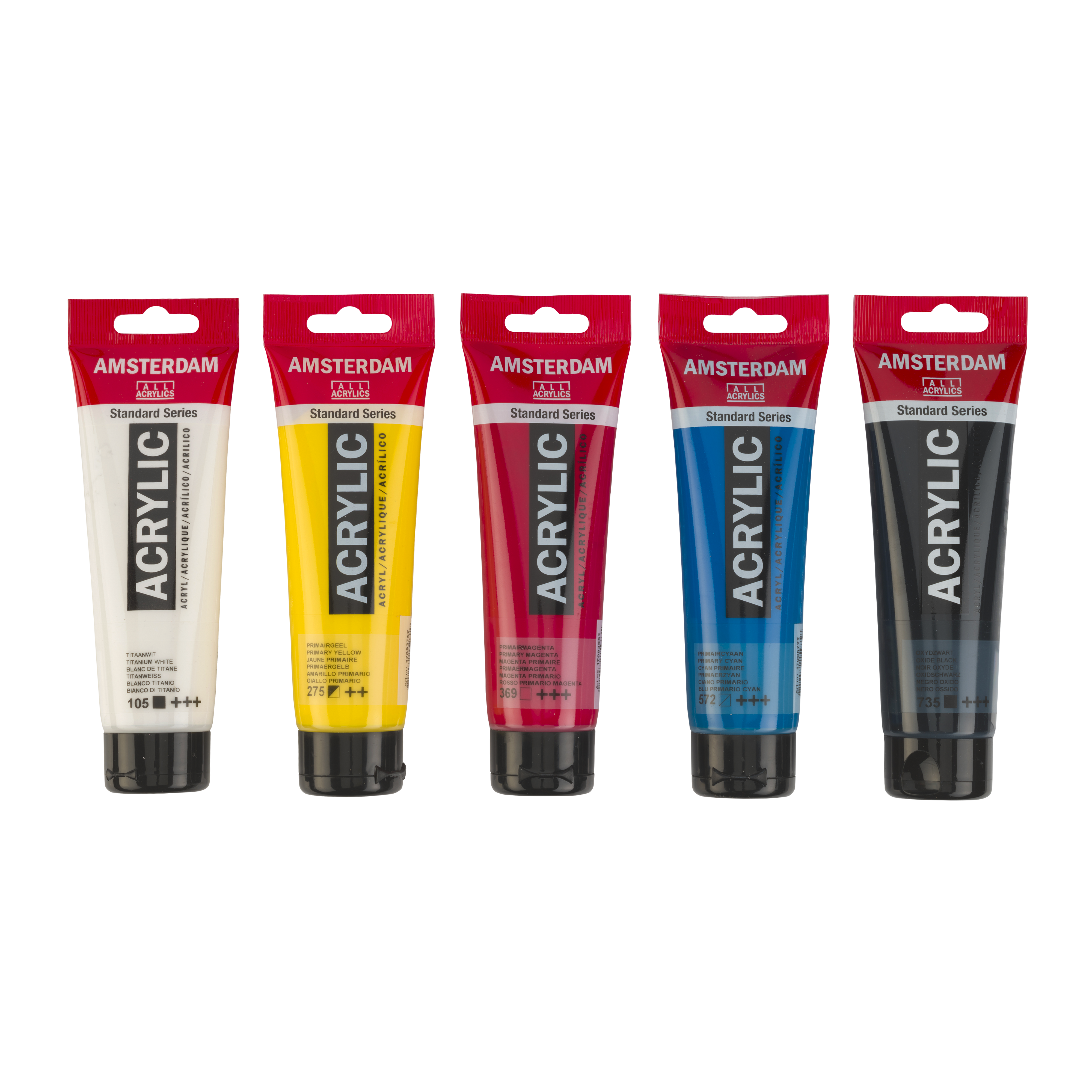 Amsterdam Standard Series – Primære Farver Akrylmaling, 5 × 120 ml