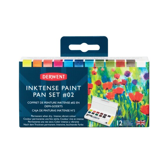 Derwent Inktense Paint Pan Set, 12 farver