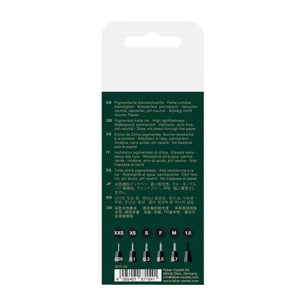 Faber-Castell Pitt Artist Pen – India Ink, 6 stk.