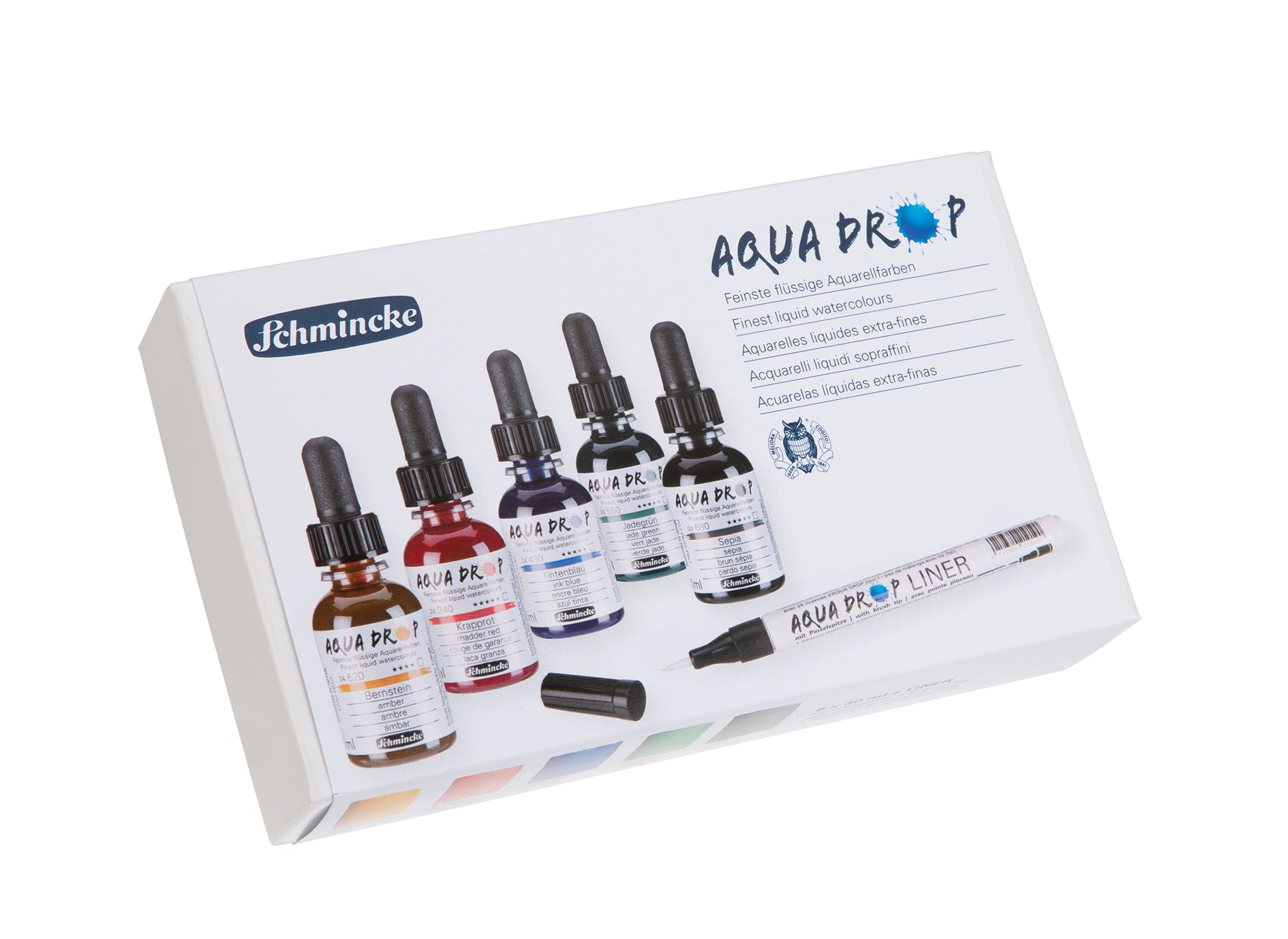 Schmincke Aqua Drop sæt - Flydende akvarelfarer m. liner