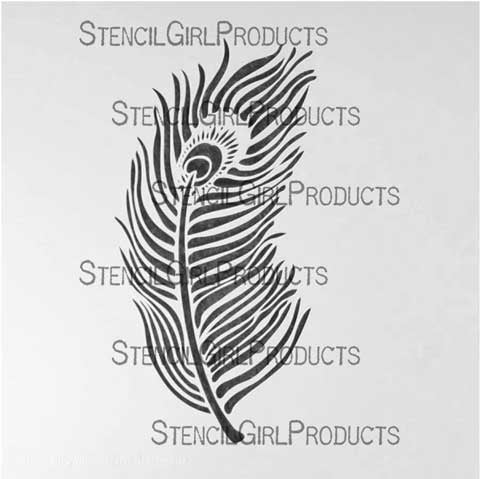 Stencil Girl Peacock Feather Stencil, 15 x 15 cm
