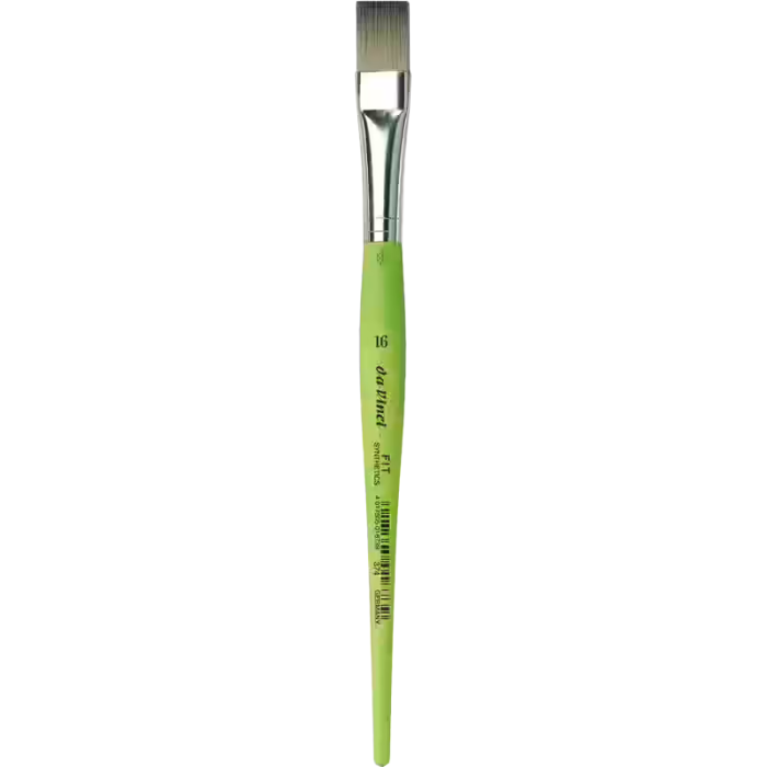 da Vinci FIT Synthetics Serie 374 flad pensel i str. 16 med syntetiske hår og grønt skaft.