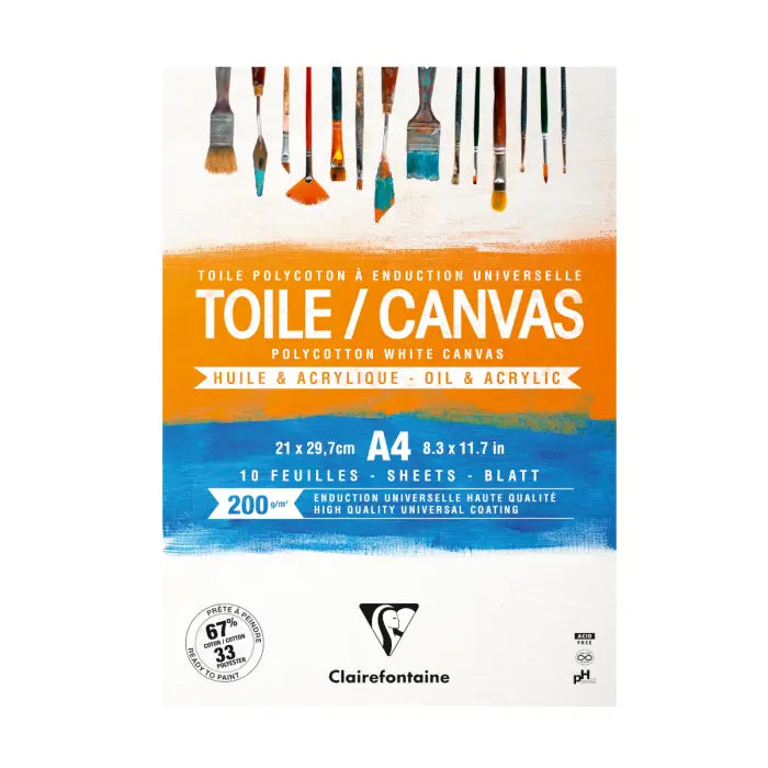 Canvas blok, Polycotton, 200 g,10 ark