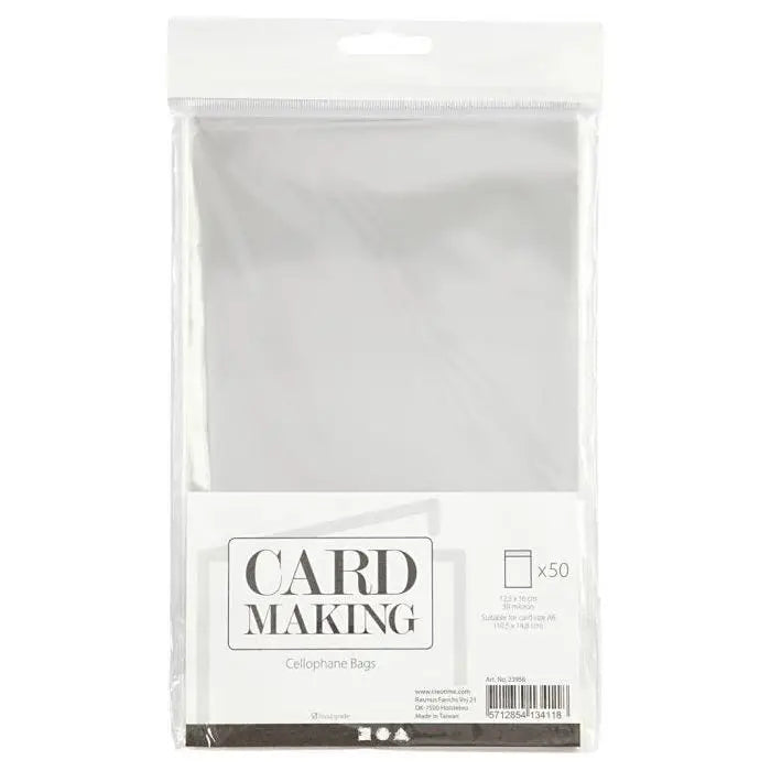 Cellofanposer med tape luk, 12,5 cm x 16 cm. (excl. luk), 50 stk.