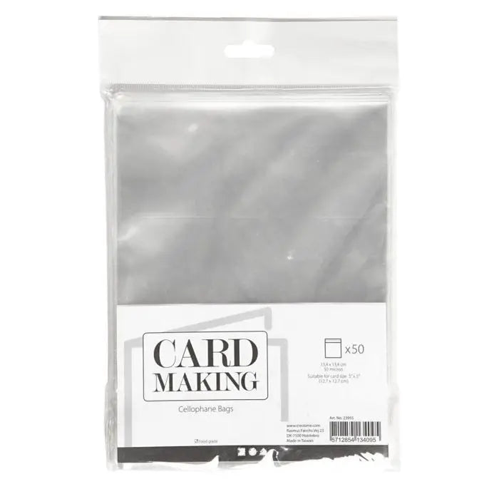 Cellofanposer med tape luk, 14,2 x 14 cm (excl. luk), 50 stk.