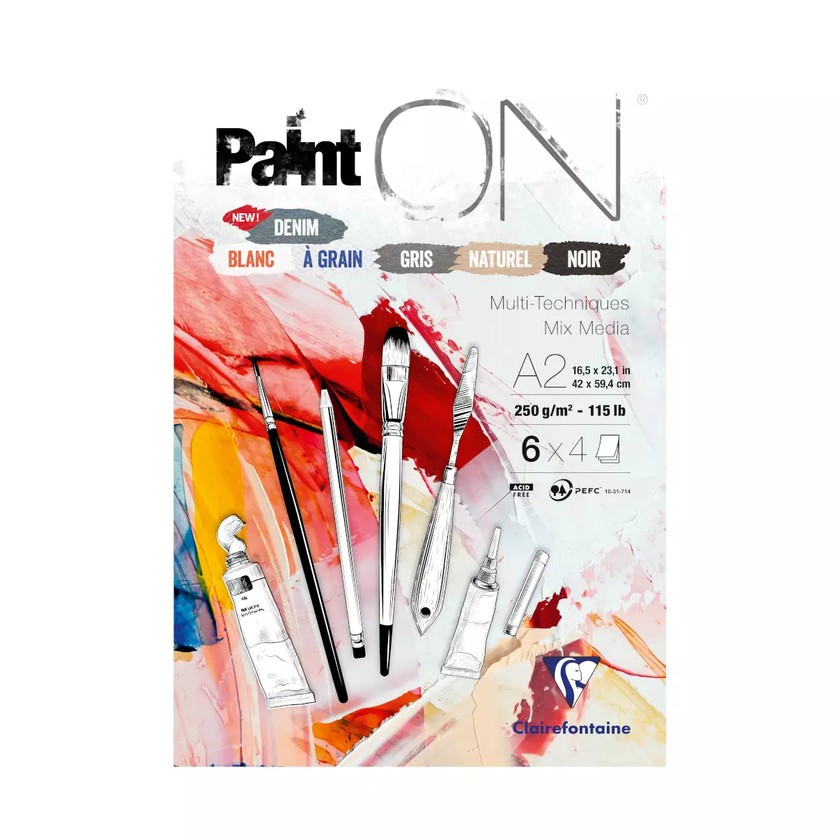 Clairefontaine, Paint ON, Farvemix, blok, 24 ark