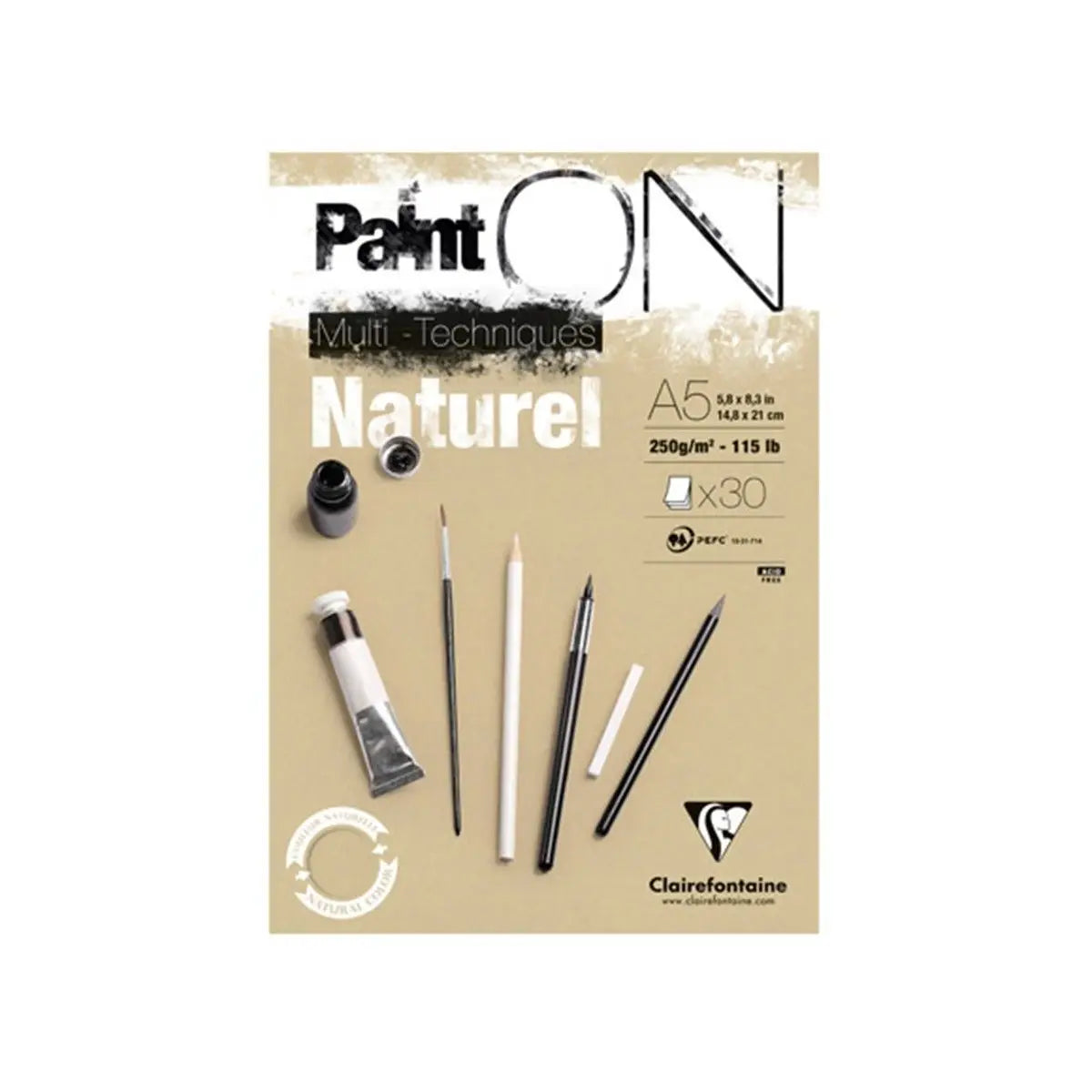 Clairefontaine, Paint ON, Naturel, blok, 30 ark