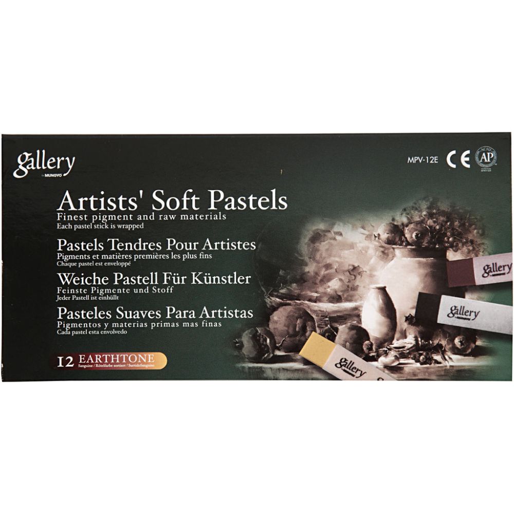 Emballage til Gallery Artist Soft Pastels Jordfarver – 12 stk.