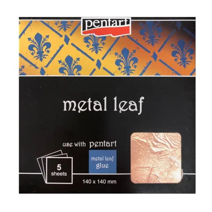 Pentart, Slagmetal, 14 x 14 cm, 5 ark-Kobber