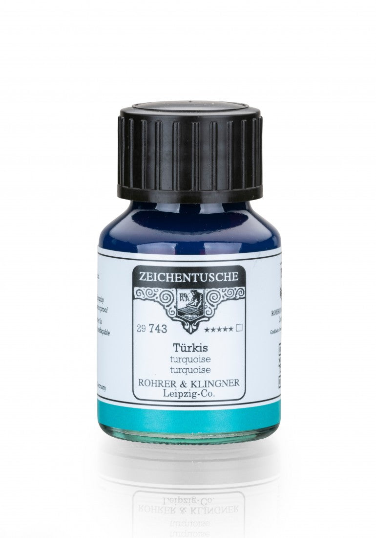 Rohrer & Klingner, Vandbaseret ink / tusch, 50 ml - Turkis