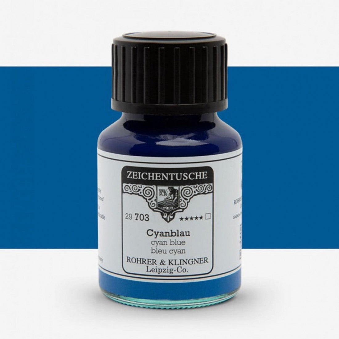 Rohrer & Klingner, Vandbaseret ink / tusch, 50 ml - Cyen Blue