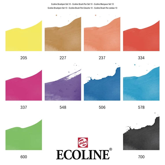 Ecoline Brush Pens basis farver, 10 stk