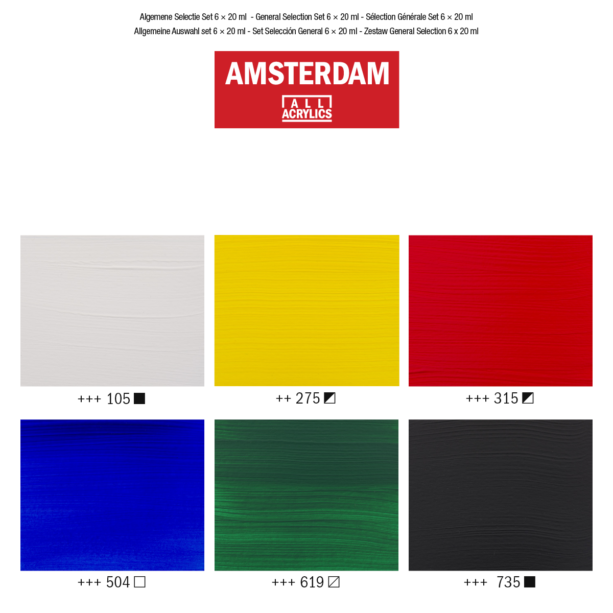 Amsterdam Standard Series – General Selection Akrylmaling, 6 × 20 ml