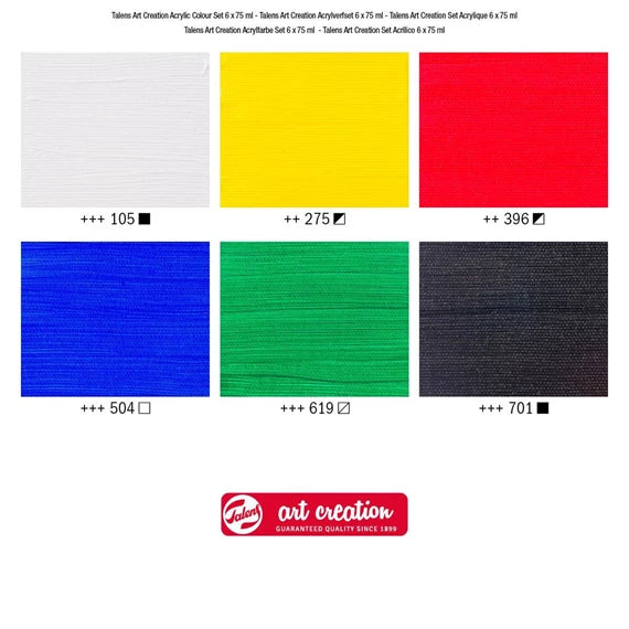 Talens Art Creation, akryl sæt, 6 tuber med 75 ml
