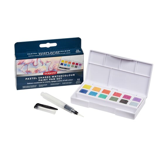 Derwent Pastel Shades Watercolour Paint Pan Set, 12 stk.