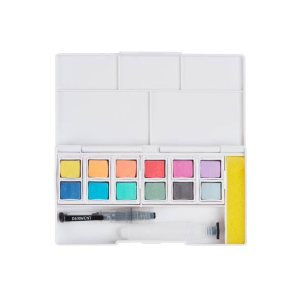 Derwent Pastel Shades Watercolour Paint Pan Set, 12 stk.