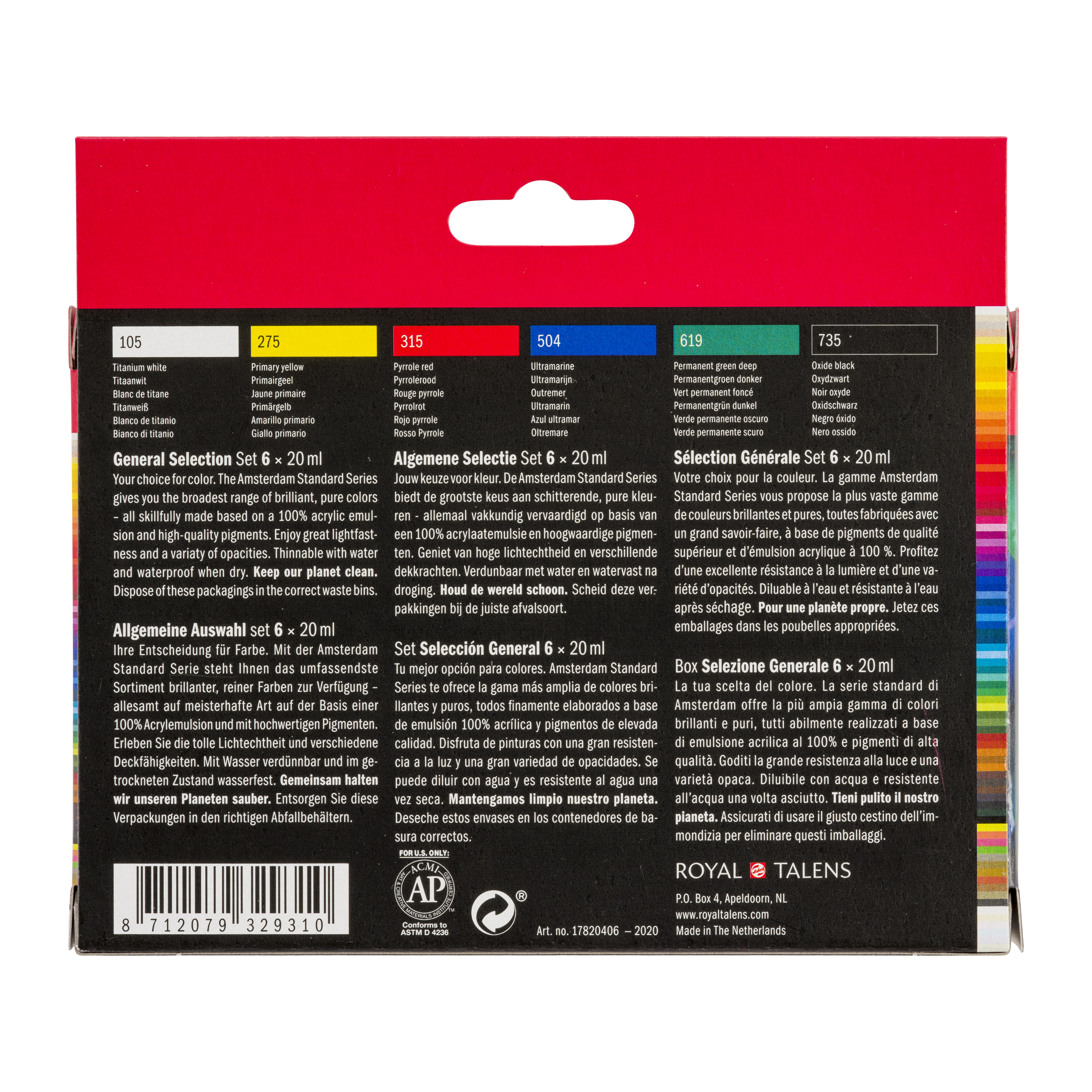 Amsterdam Standard Series – General Selection Akrylmaling, 6 × 20 ml
