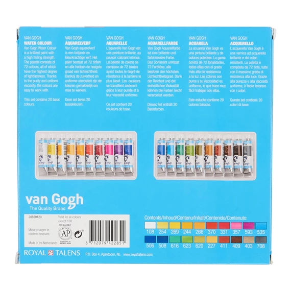 Van Gogh Akvarel sæt 20 stk, 10 ml tuber