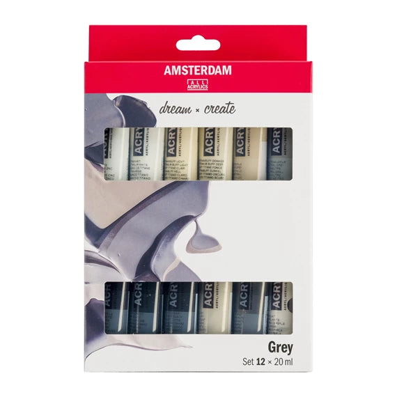 Amsterdam dream & create, grå nuancer, 12 x 20 ml
