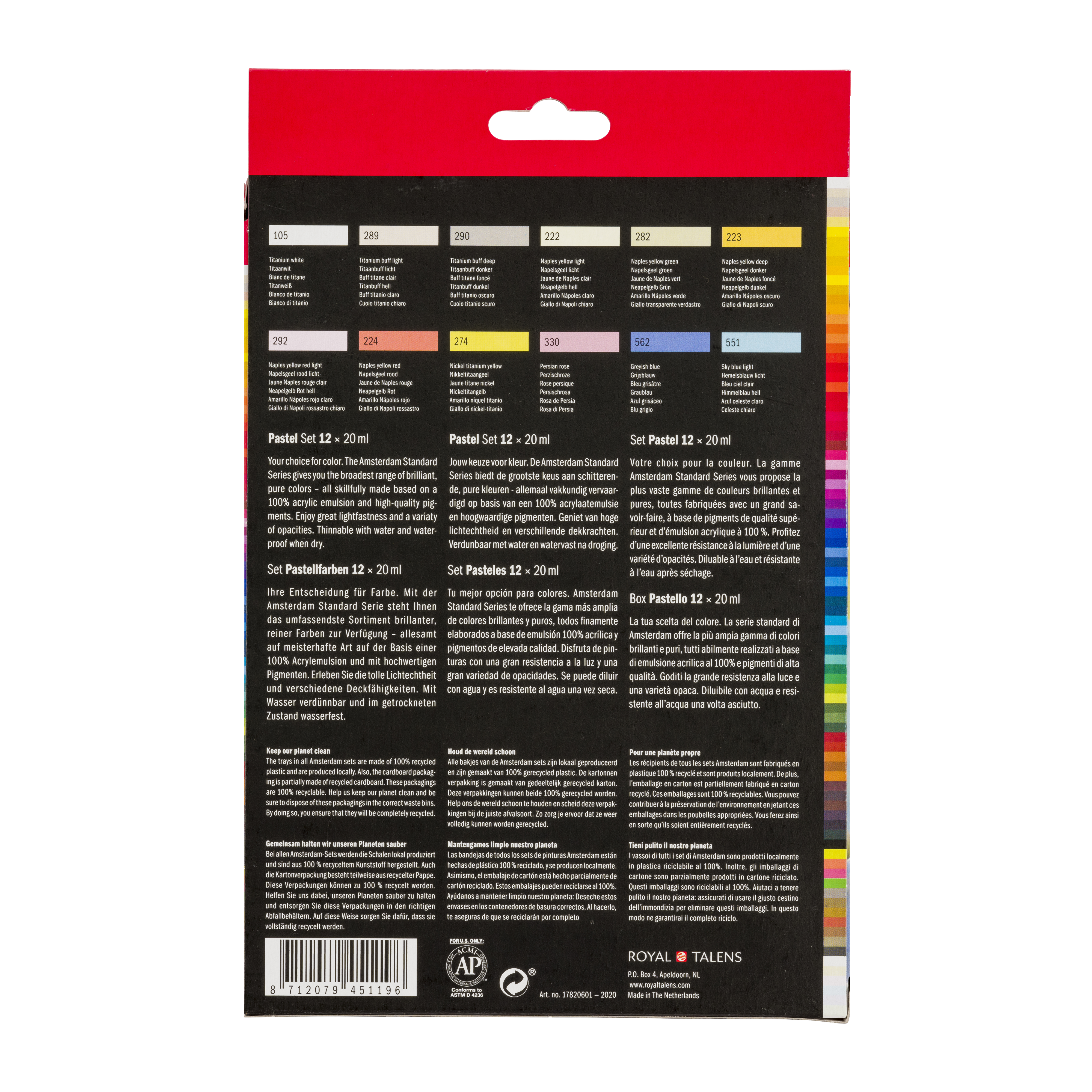 Amsterdam Standard Series Akrylmaling - Pastel, 12 x 20 ml