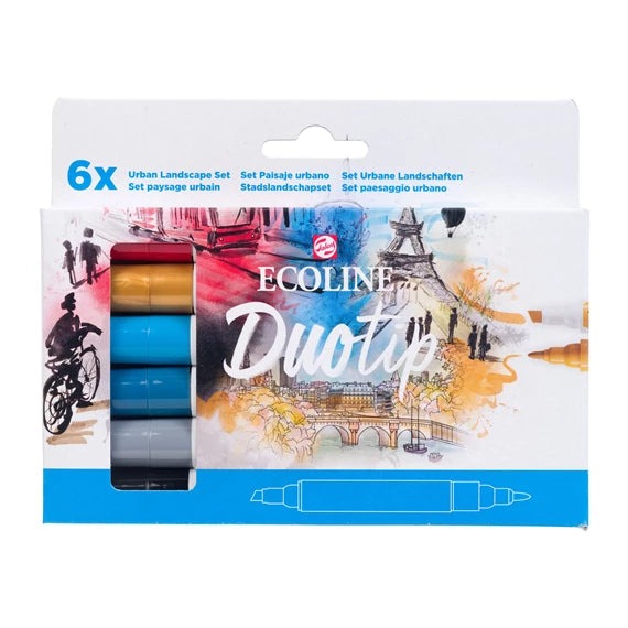 Ecoline Duotip Urban farver, 6 stk