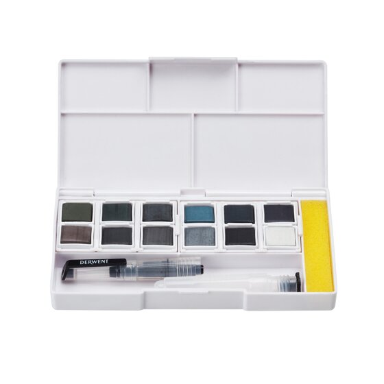 Derwent Tinted Charcoal Paint Pan Set, 12 farver