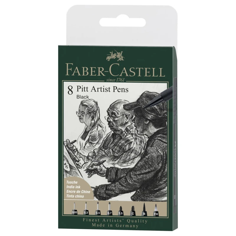 Faber-Castell Pitt Artist Pen, India Ink – 8 stk.