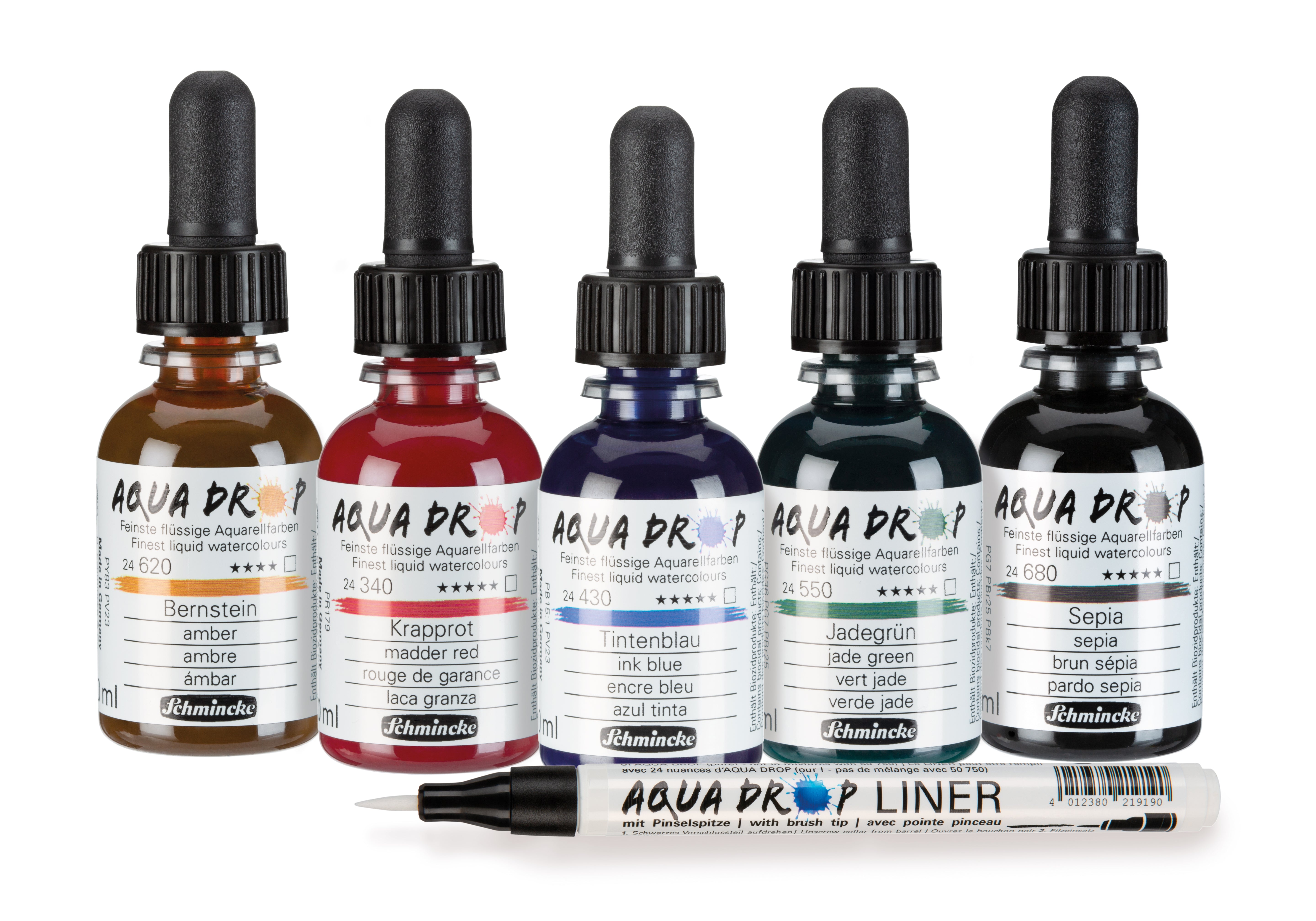 Schmincke Aqua Drop sæt - Flydende akvarelfarer m. liner
