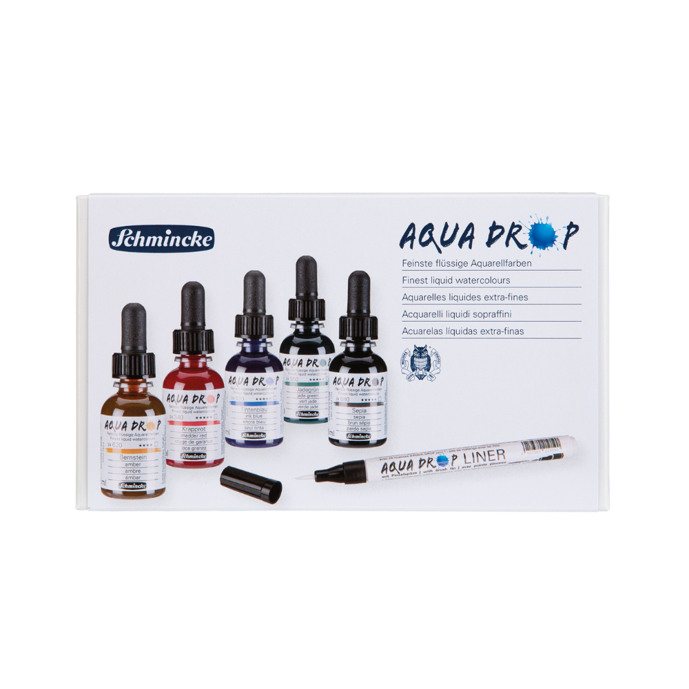 Schmincke Aqua Drop sæt - Flydende akvarelfarer m. liner