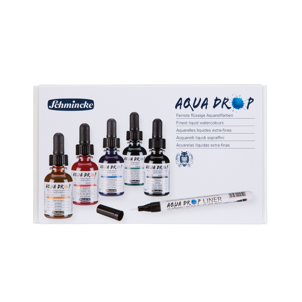 Schmincke Aqua Drop sæt - Flydende akvarelfarer m. liner