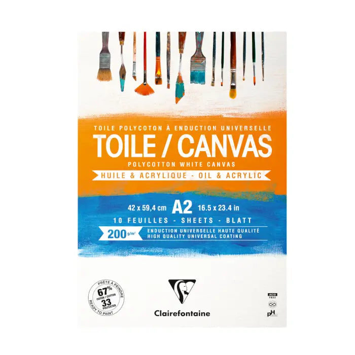 Canvas blok, Polycotton, 200 g,10 ark