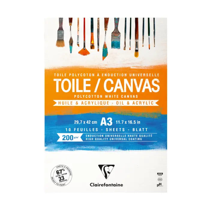 Canvas blok, Polycotton, 200 g,10 ark