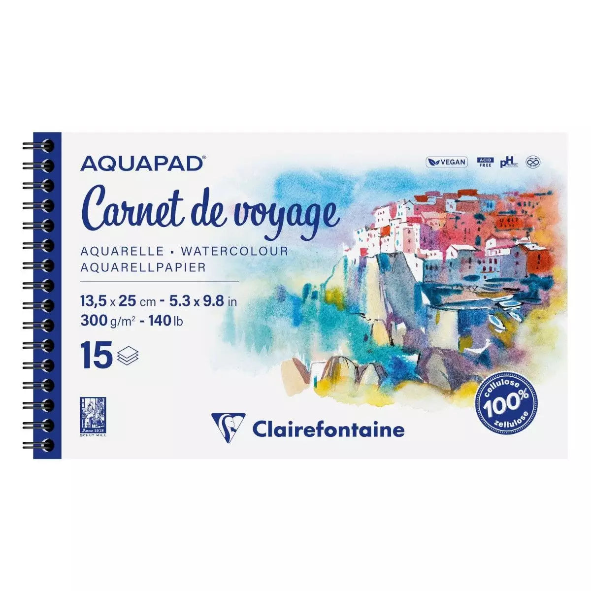 Clairefontaine, akvarelpapir, Aquapad, Artbook, 300 g