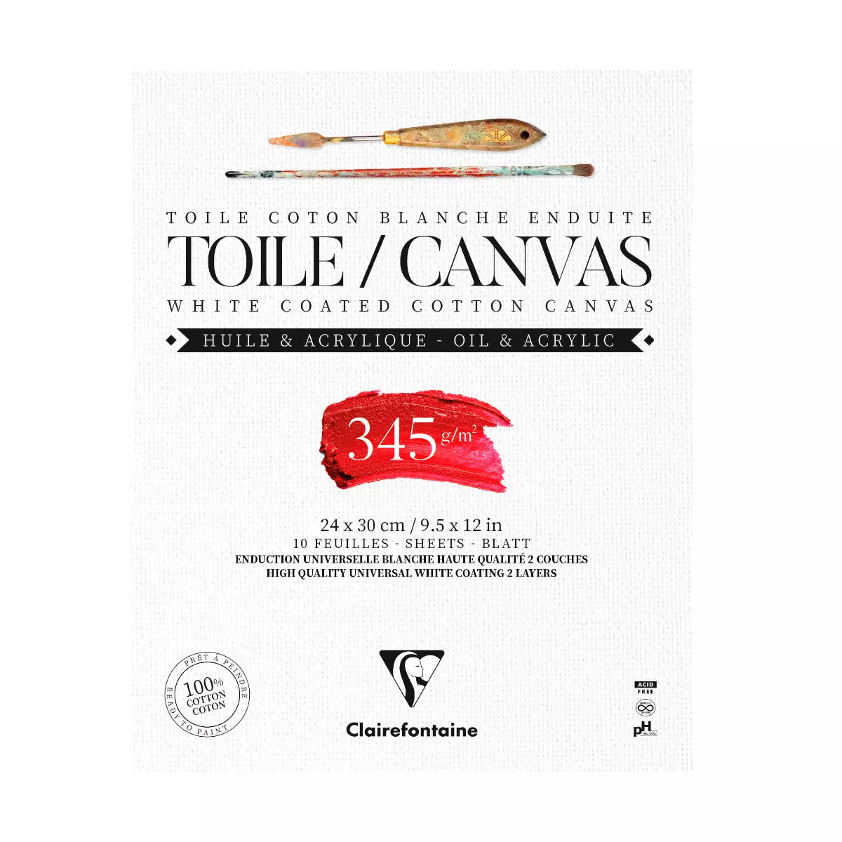Clairefontaine, Canvas blok, Cotton, 345 g, 10 ark