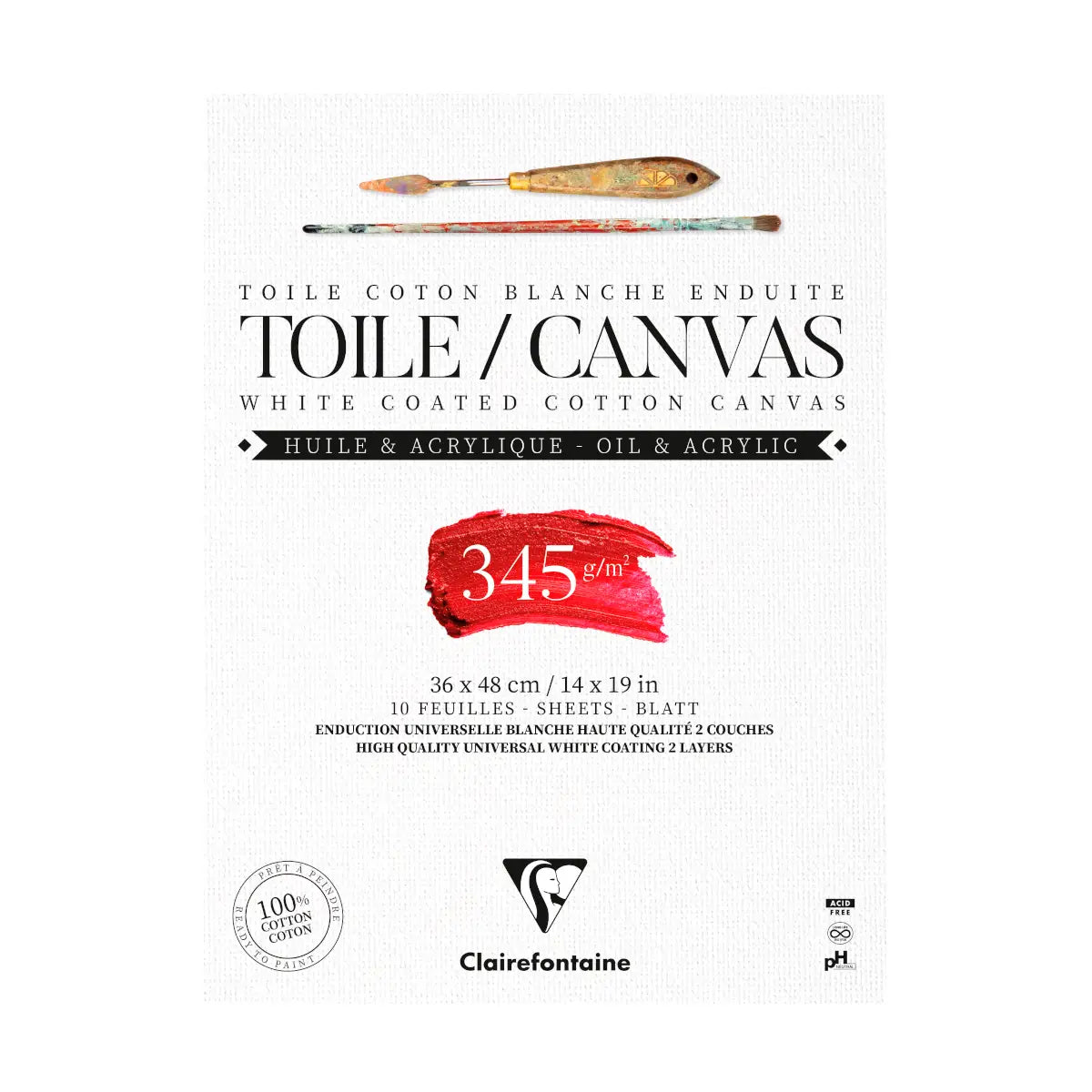 Clairefontaine, Canvas blok, Cotton, 345 g, 10 ark
