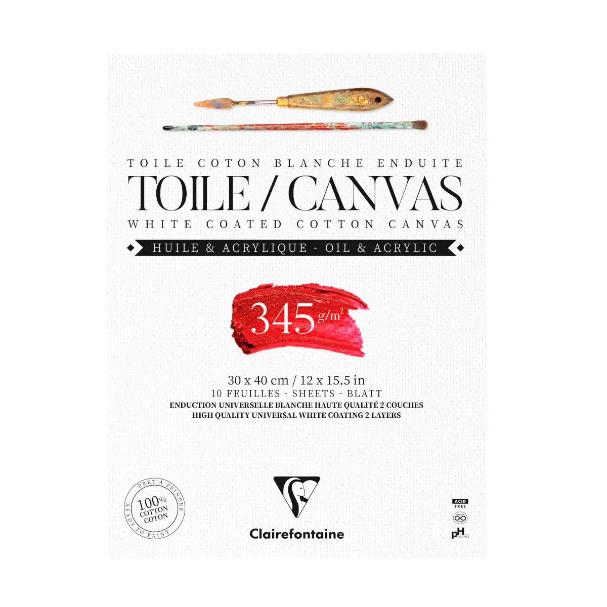 Clairefontaine, Canvas blok, Cotton, 345 g, 10 ark