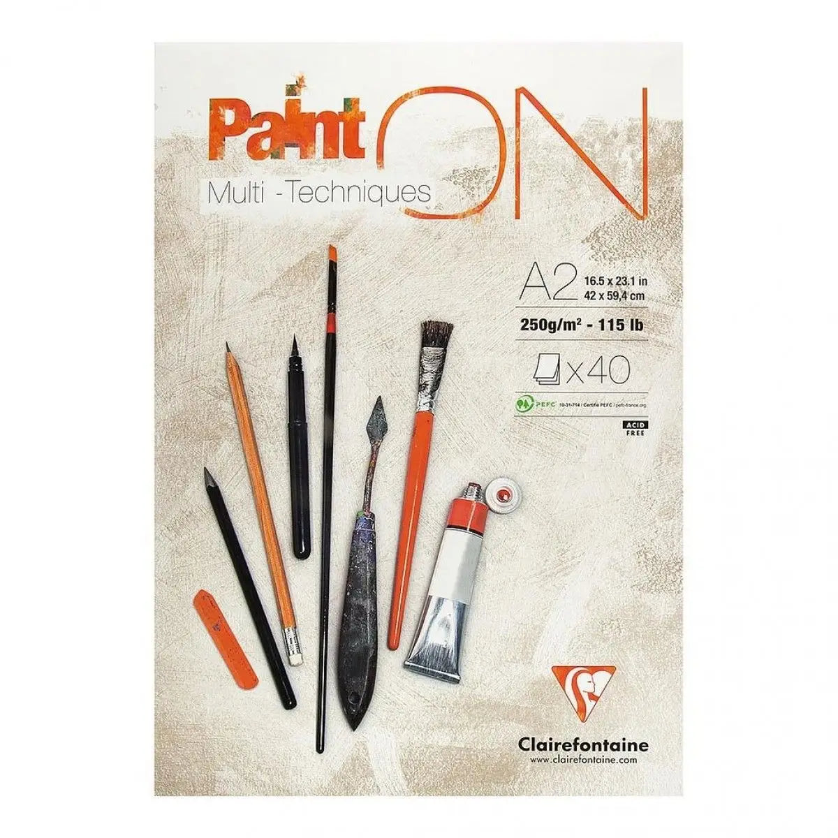 Clairefontaine, Paint ON, Blanc, blok, 40 ark