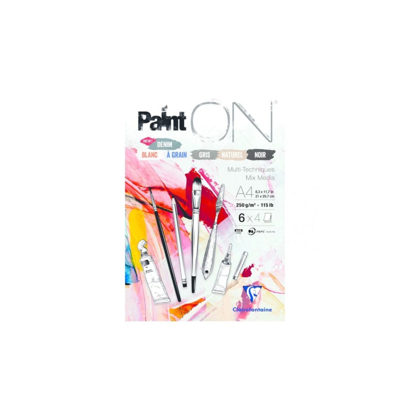 Clairefontaine, Paint ON, Farvemix, blok, 24 ark