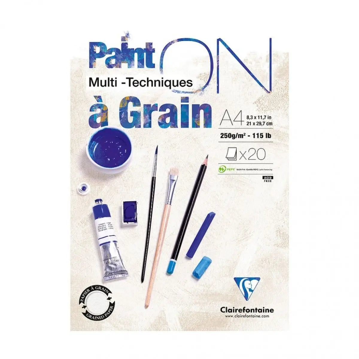 Clairefontaine, Paint ON, Grain, blok, 20 ark